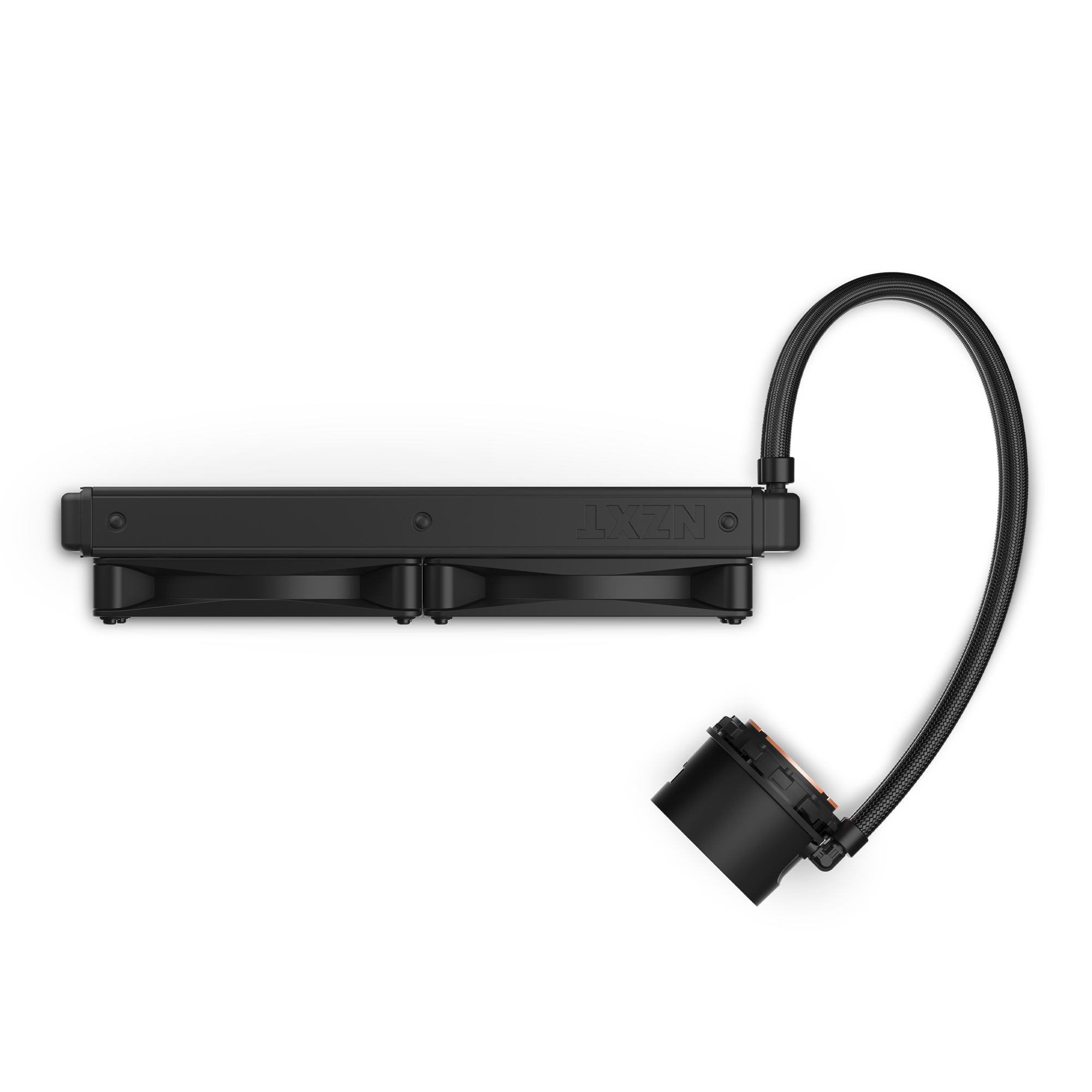 The NZXT Kraken 280 is a black liquid CPU cooler with a rectangular radiator, three fans, and a flexible hose connected to the circular water block, offering advanced cooling and NZXT CAM software compatibility.