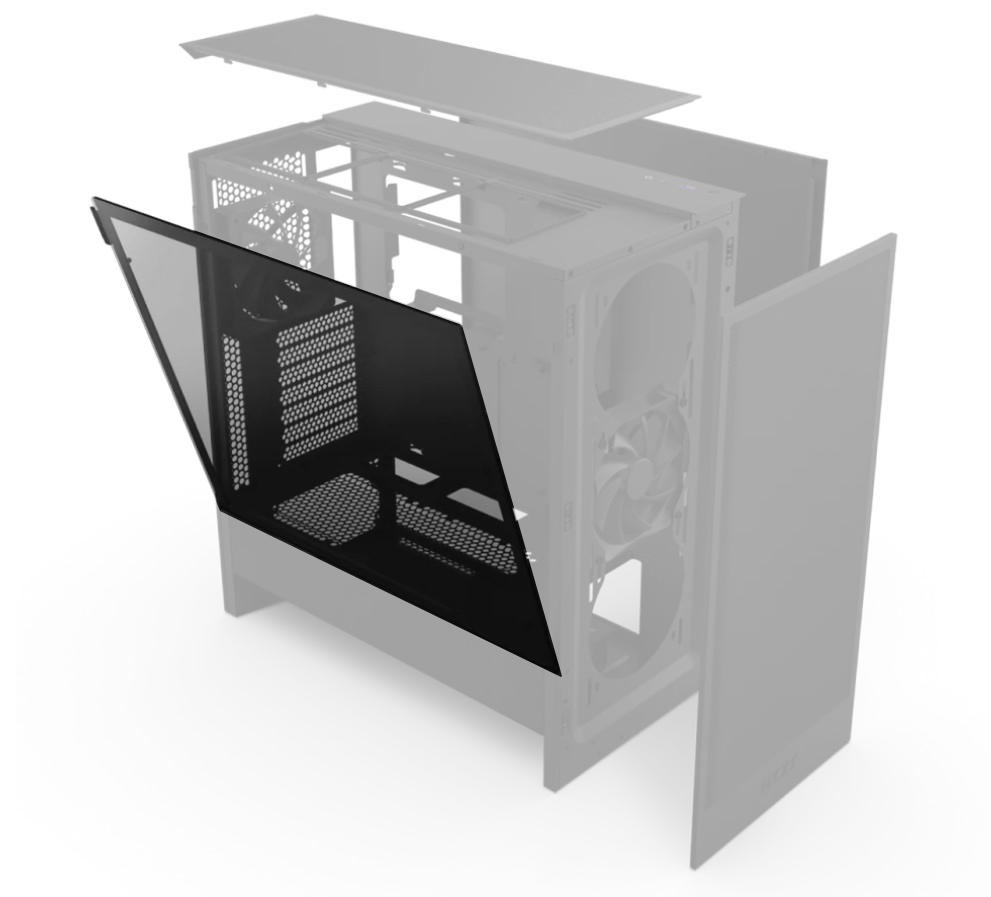 H5 Series - Left Tempered Glass Panel (Black)