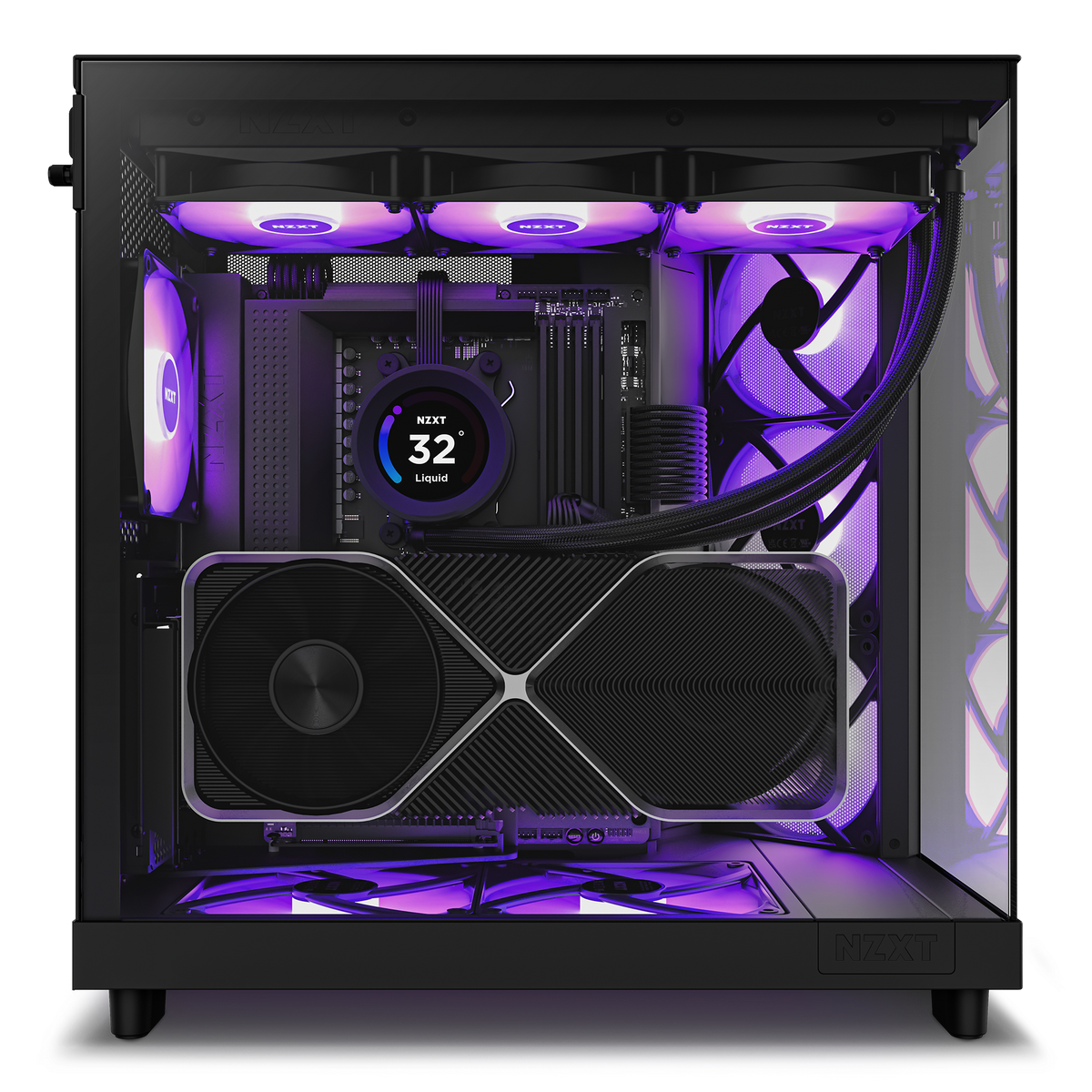 NZXT H6 Flow RGB black with components installed, front view