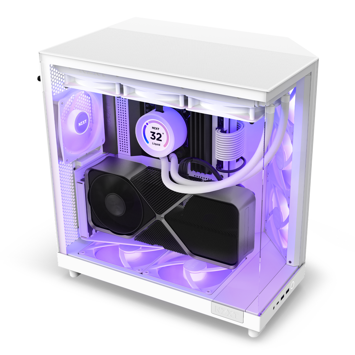 NZXT H6 Flow RGB white with components installed