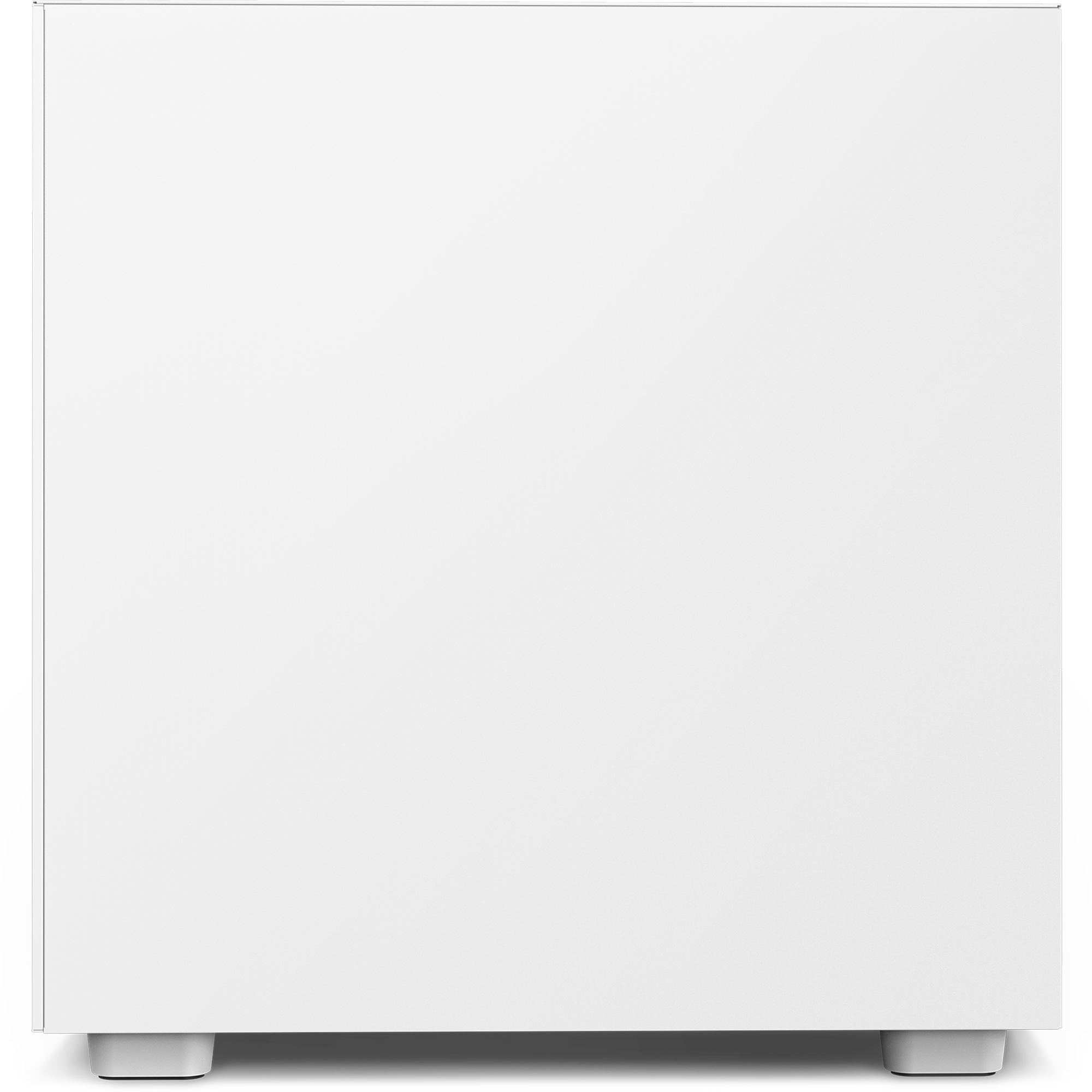 The NZXT H7 Flow RGB (2023) is a white, rectangular PC case with short legs and a minimalist design, optimized for thermal performance and set against a neutral background.
