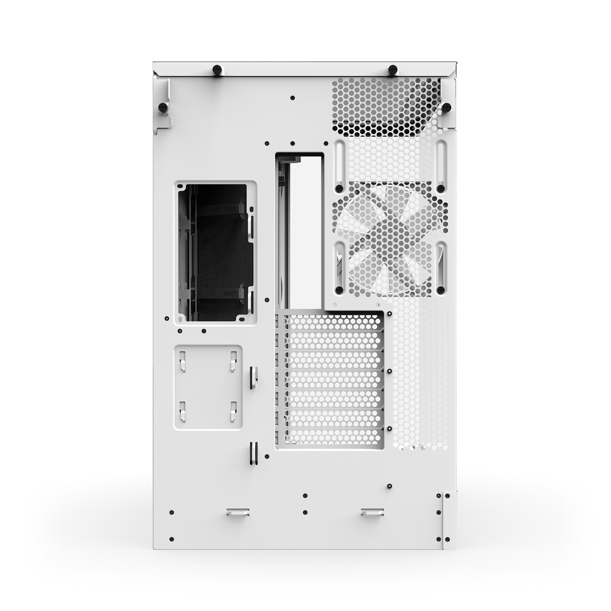NZXT H9 Flow RGB+ case in white, rear view