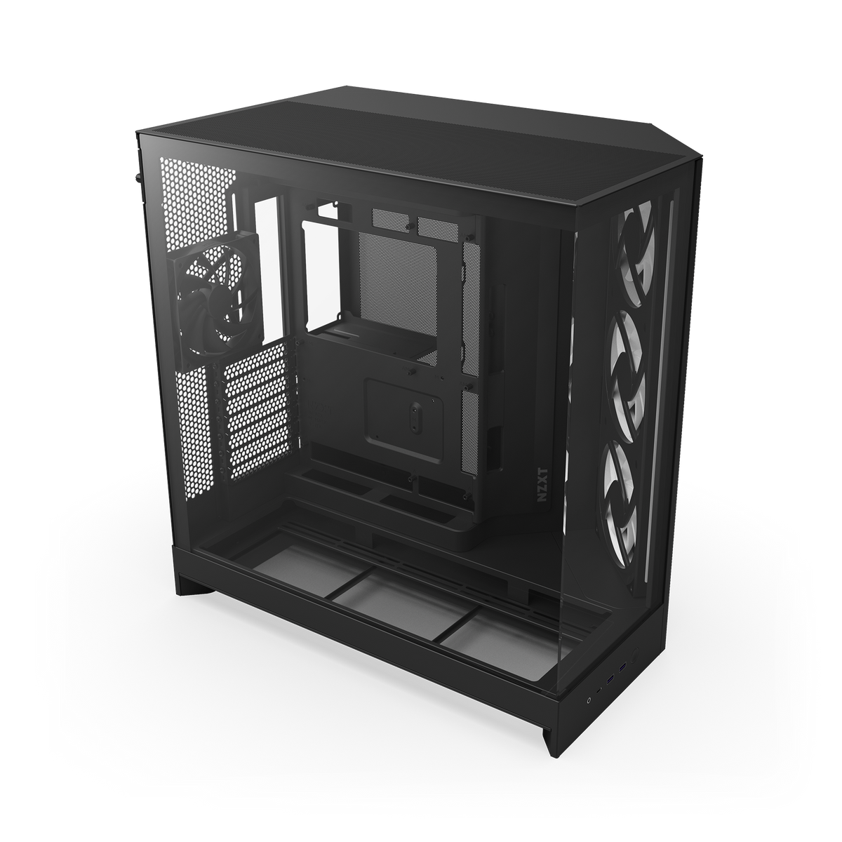 NZXT H9 Flow RGB case in black, interior with panels removed