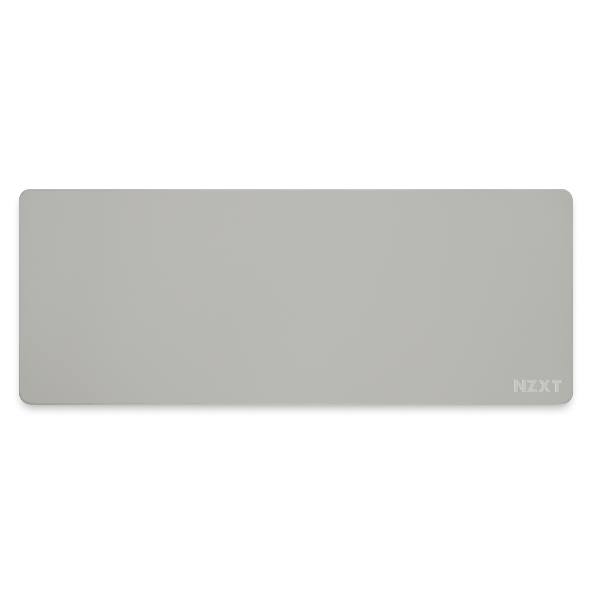 The NZXT MXL900 is a rectangular, light gray mouse pad with rounded corners and a white NZXT logo in the bottom right. This mid-sized extended pad offers a minimalist design and low-friction surface for smooth, effortless mouse movement.
