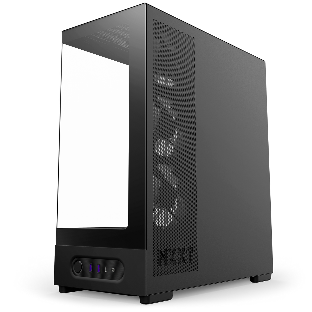 NZXT S5 RGB Deluxe black, right side steel mesh panel feeding the side intake