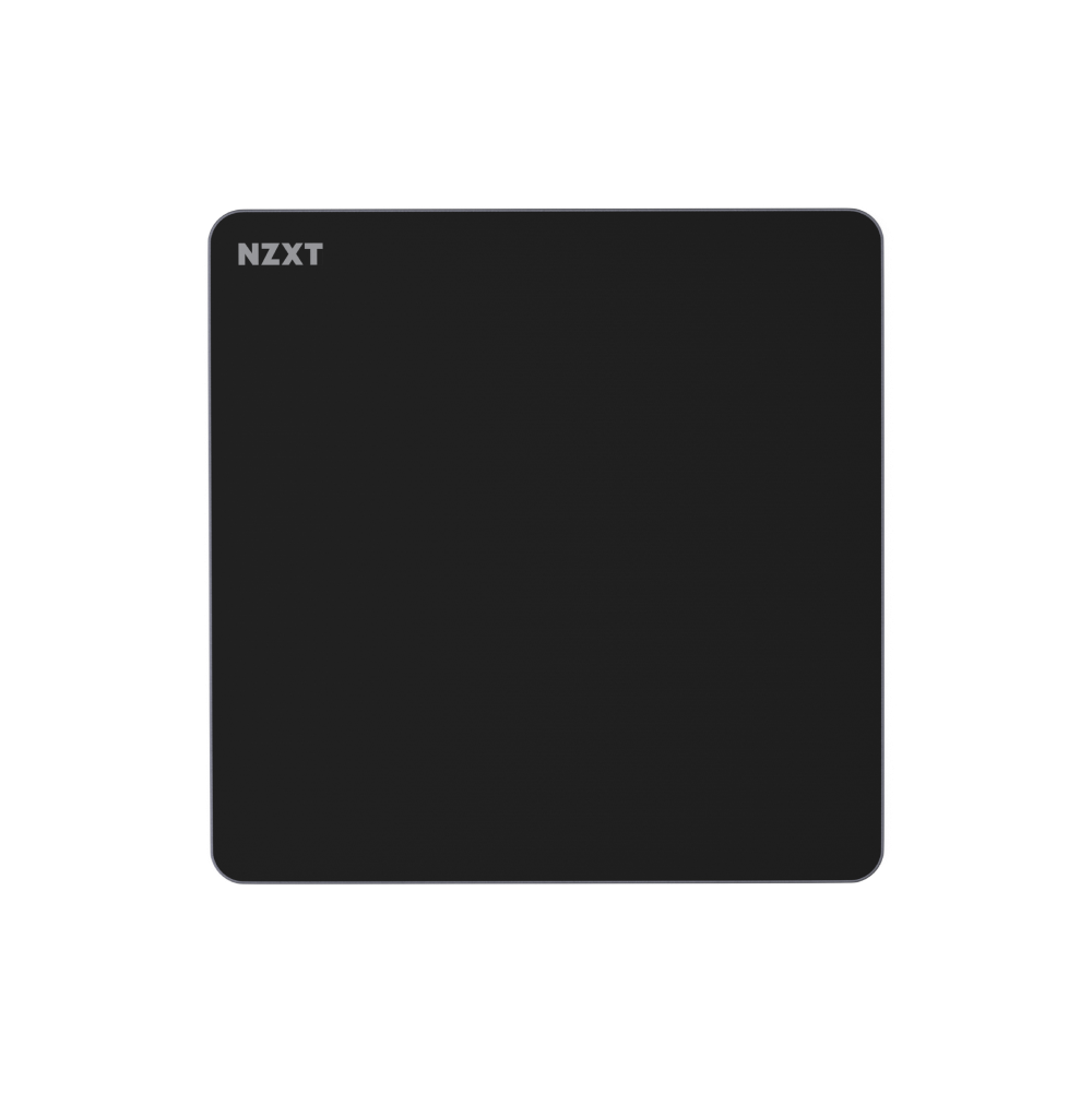 The NZXT Zone Elite is a black, square mouse pad with rounded corners and a white NZXT logo at the top left. Its ultra-smooth surface provides optimal glide for your mouse and stands out on any white background.
