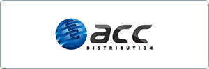 Logo of ACC Distribution featuring a blue, globe-like graphic with curved lines to the left of the text acc DISTRIBUTION in modern, black font on a white background.