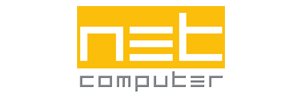 A yellow rectangle with the word ele in white stylized uppercase letters above the word computer in lowercase gray letters.