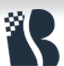 A dark blue stylized letter S with a checkered flag pattern in the top left corner, set against a light gray gradient background.