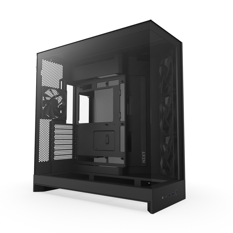 NZXT H9 Flow是一款黑色ATX机箱，配有透明侧板、可见散热风扇优化气流、空旷内部空间和便捷前置面板接口
