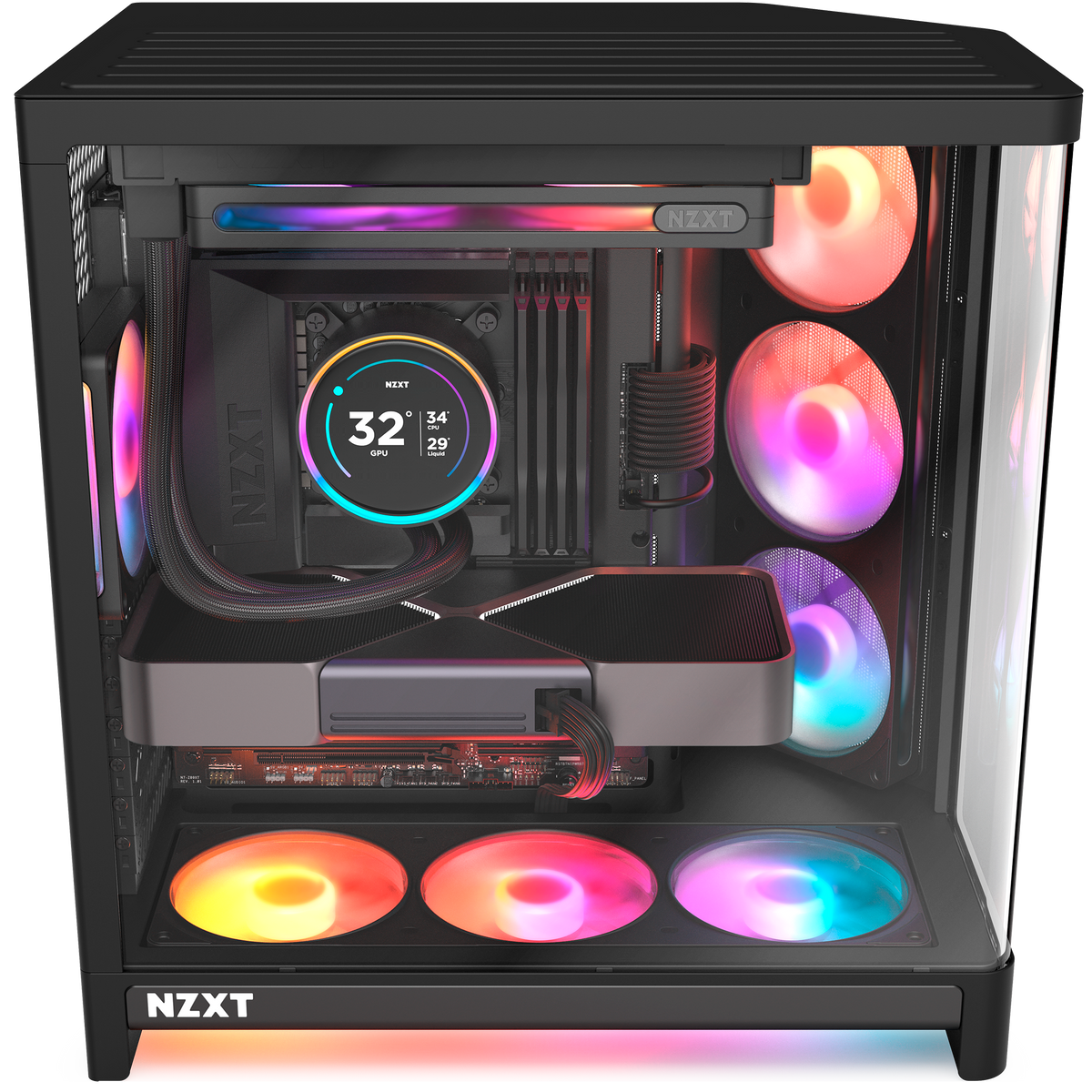 NZXT F420 RGB Reverse black fans installed in a build