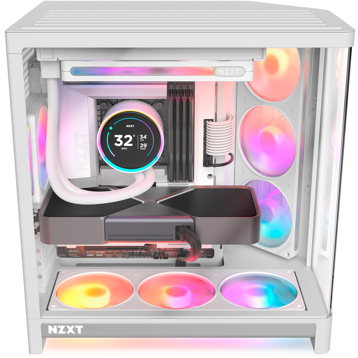 NZXT F420 RGB Reverse white fans installed in a build