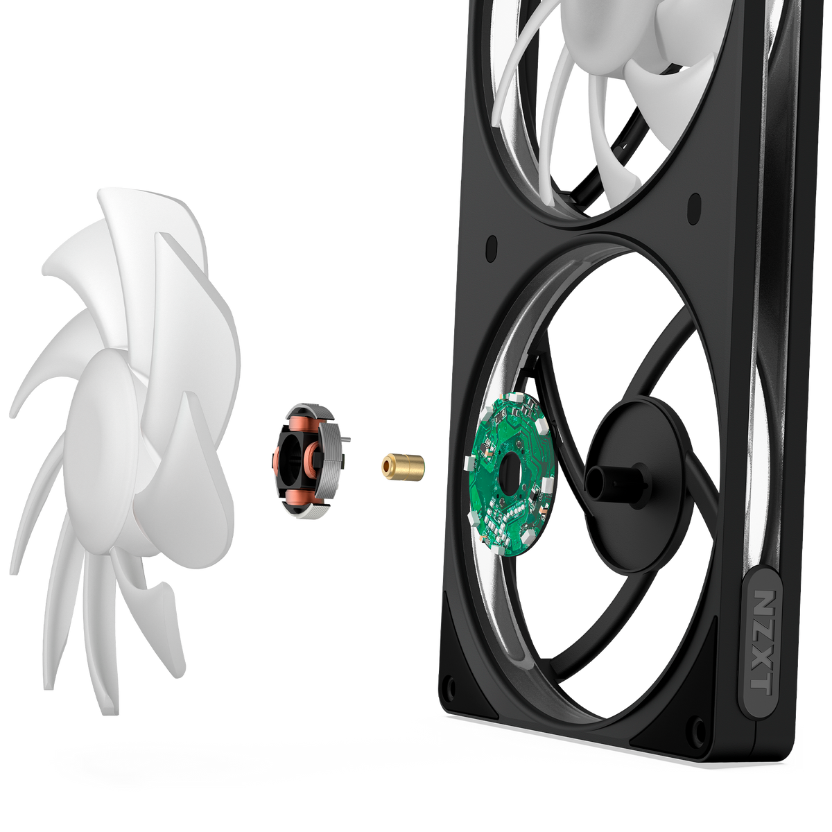 NZXT F420 RGB black, exploded component view