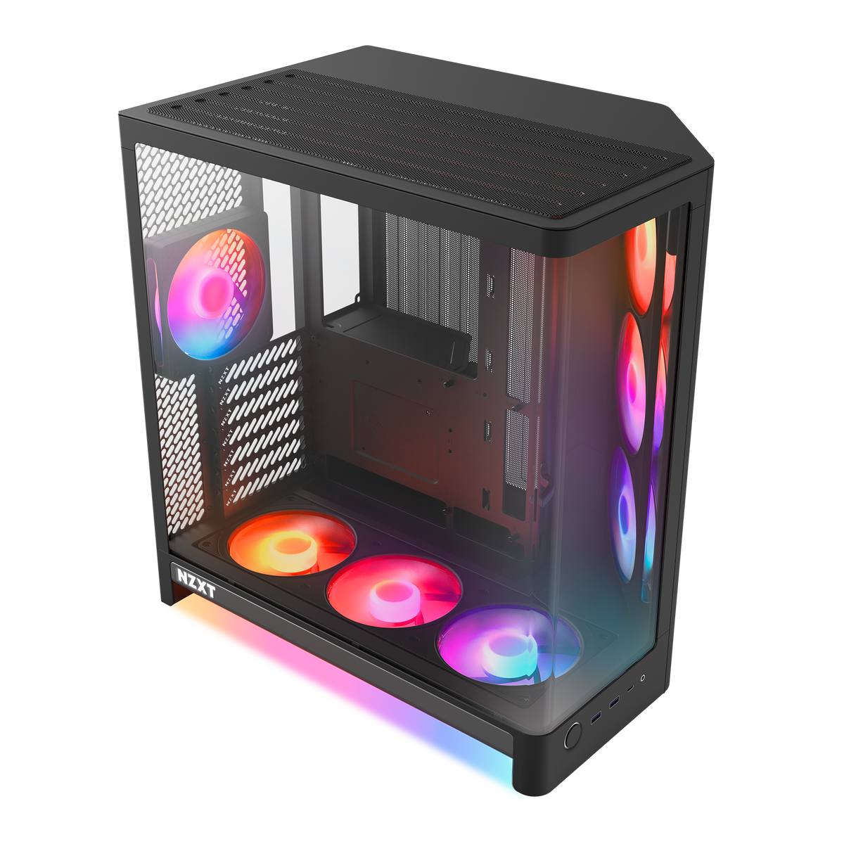 NZXT H6 RGB+ black, overhead view of the top panel and radiator mount