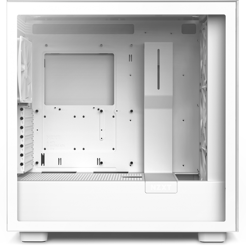 The NZXT Refurbished Custom Build - #8322 features a white case with visible mounting points, ventilation slots, and fan placements—perfect for building or upgrading Refurbished Gaming PCs with confidence.