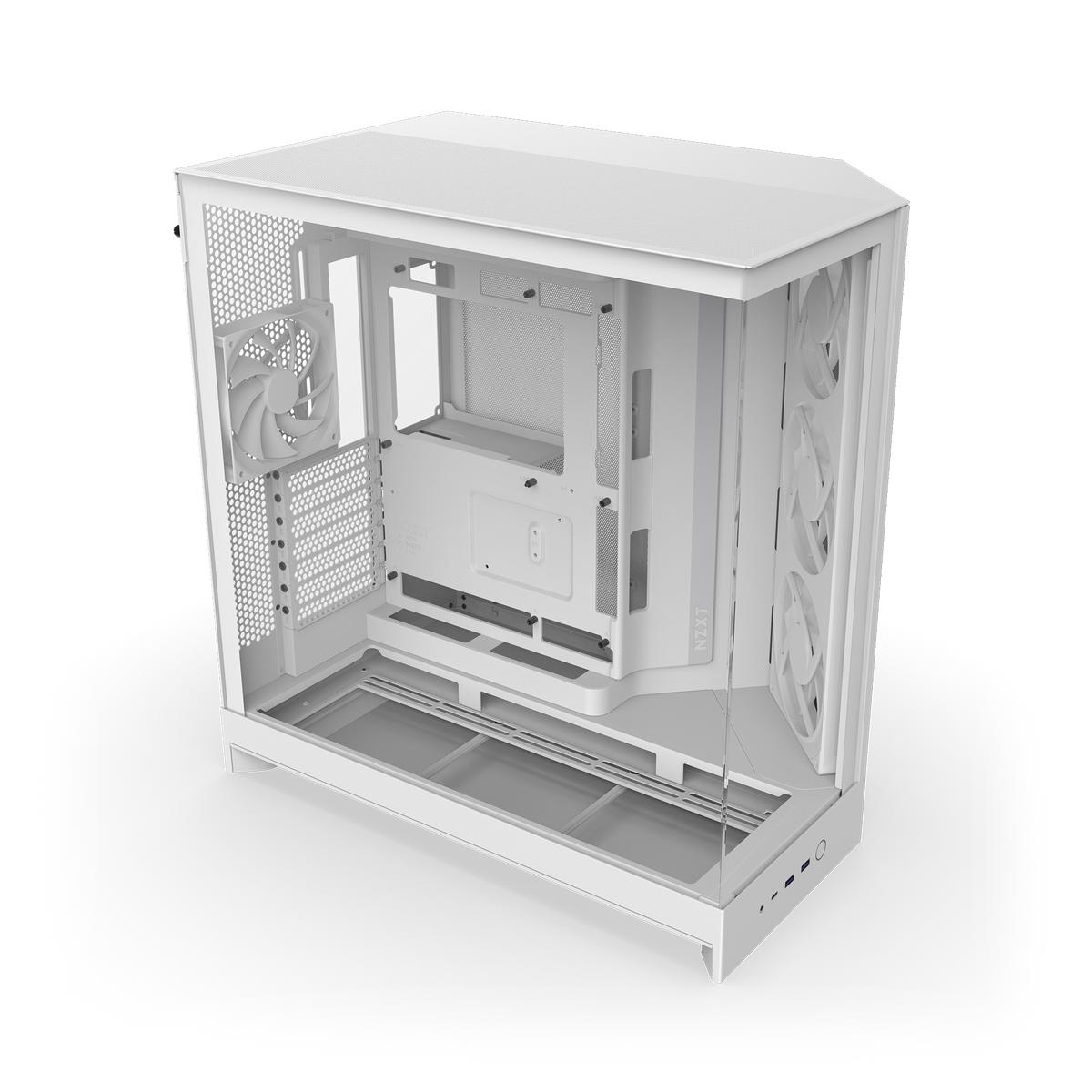 NZXT H9 Flow RGB case in white, interior with panels removed