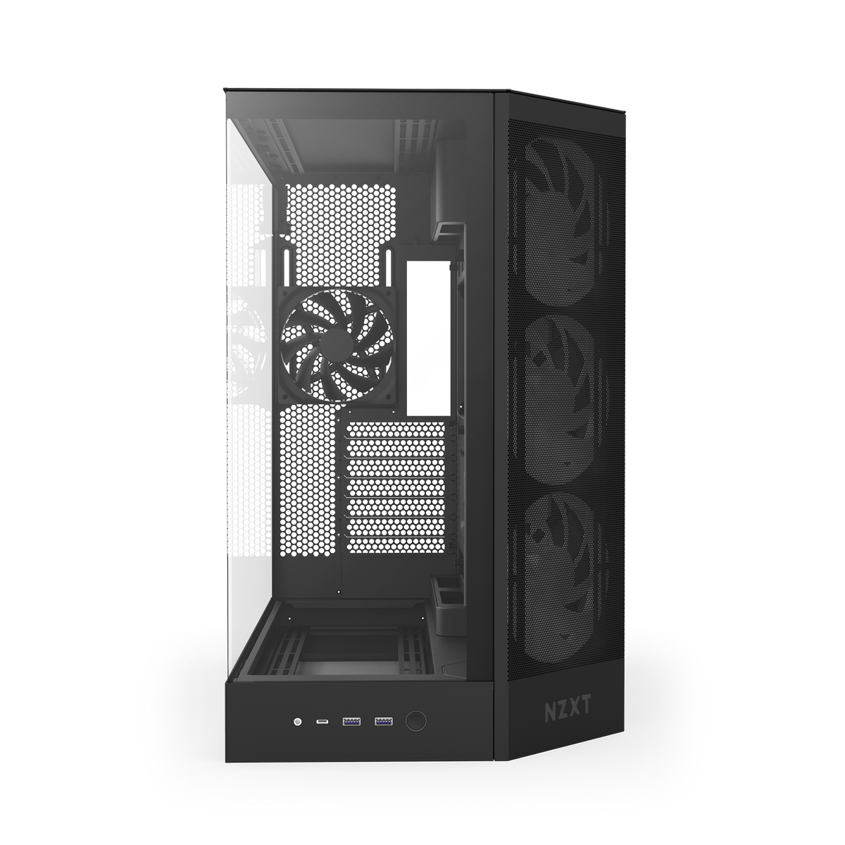 NZXT H9 Flow RGB case in black, front view