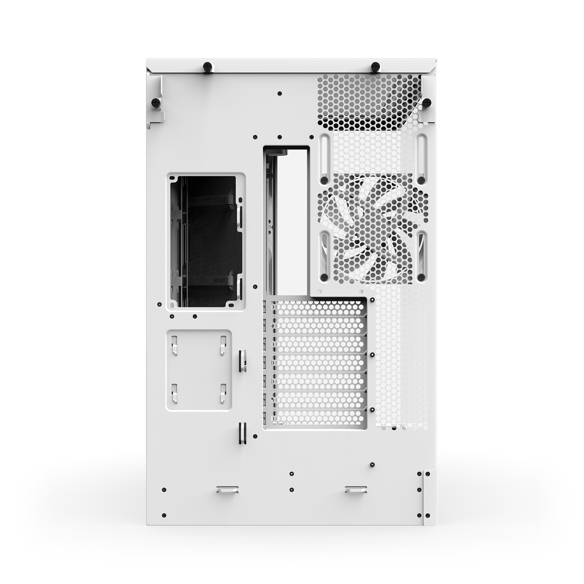 NZXT H9 Flow case in white, rear view