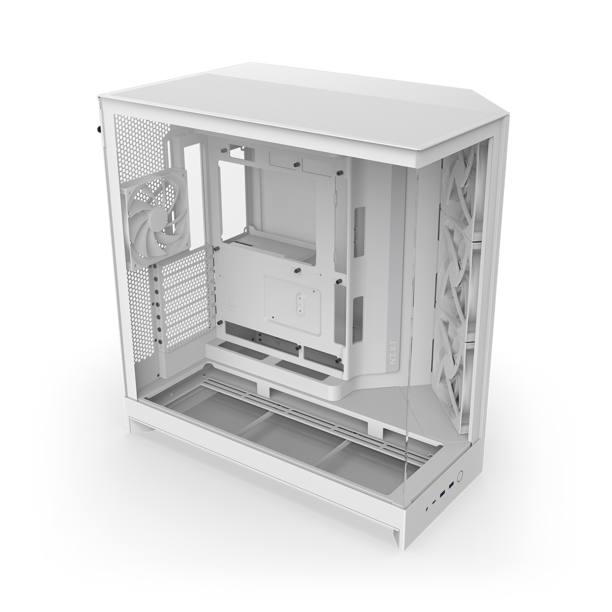 NZXT H9 Flow case in white, interior with panels removed