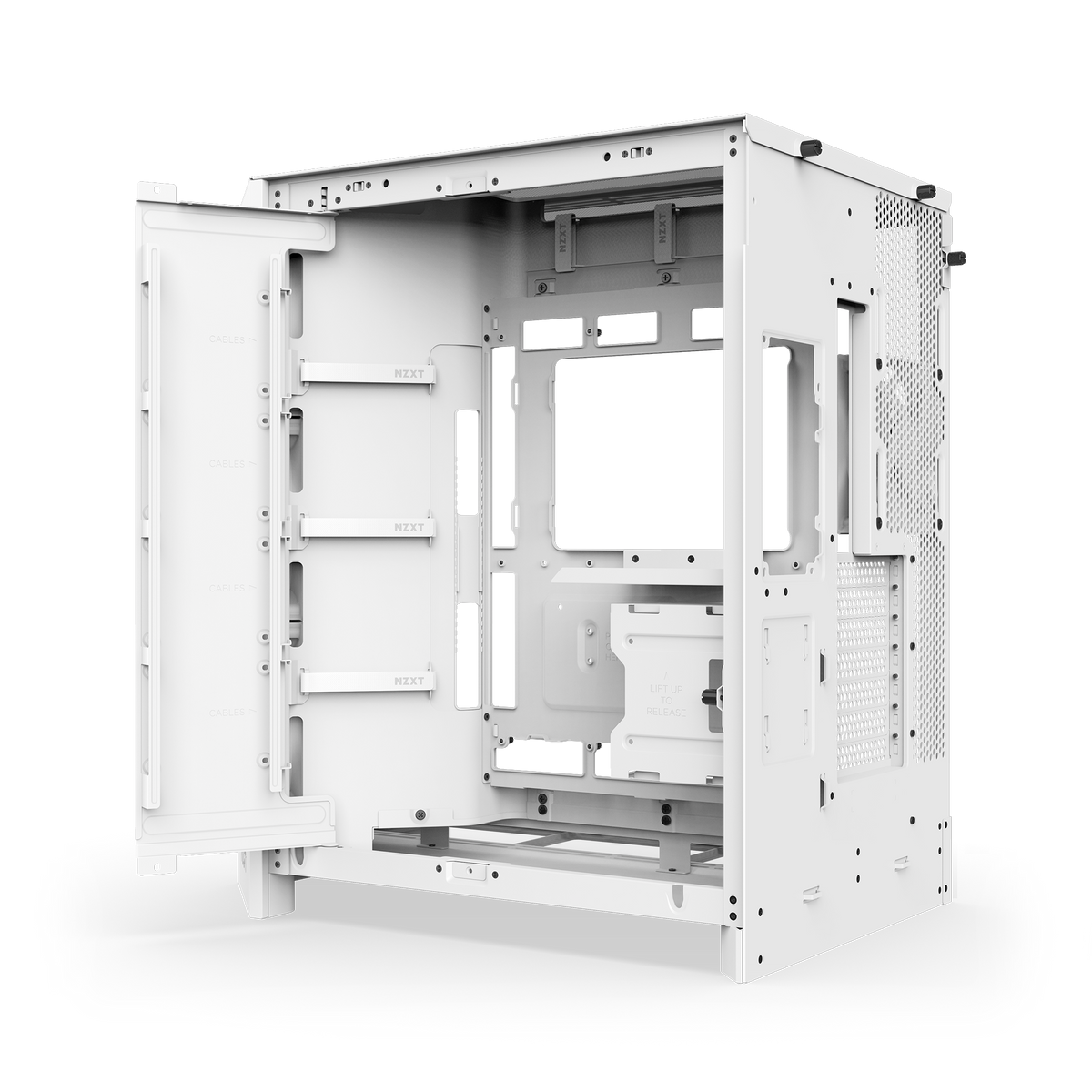 NZXT H9 Flow case in white, bare chassis frame