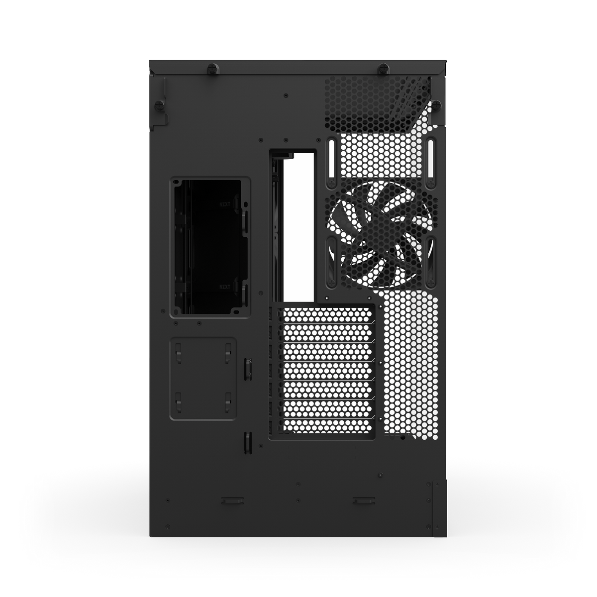 NZXT H9 Flow case in black, rear view