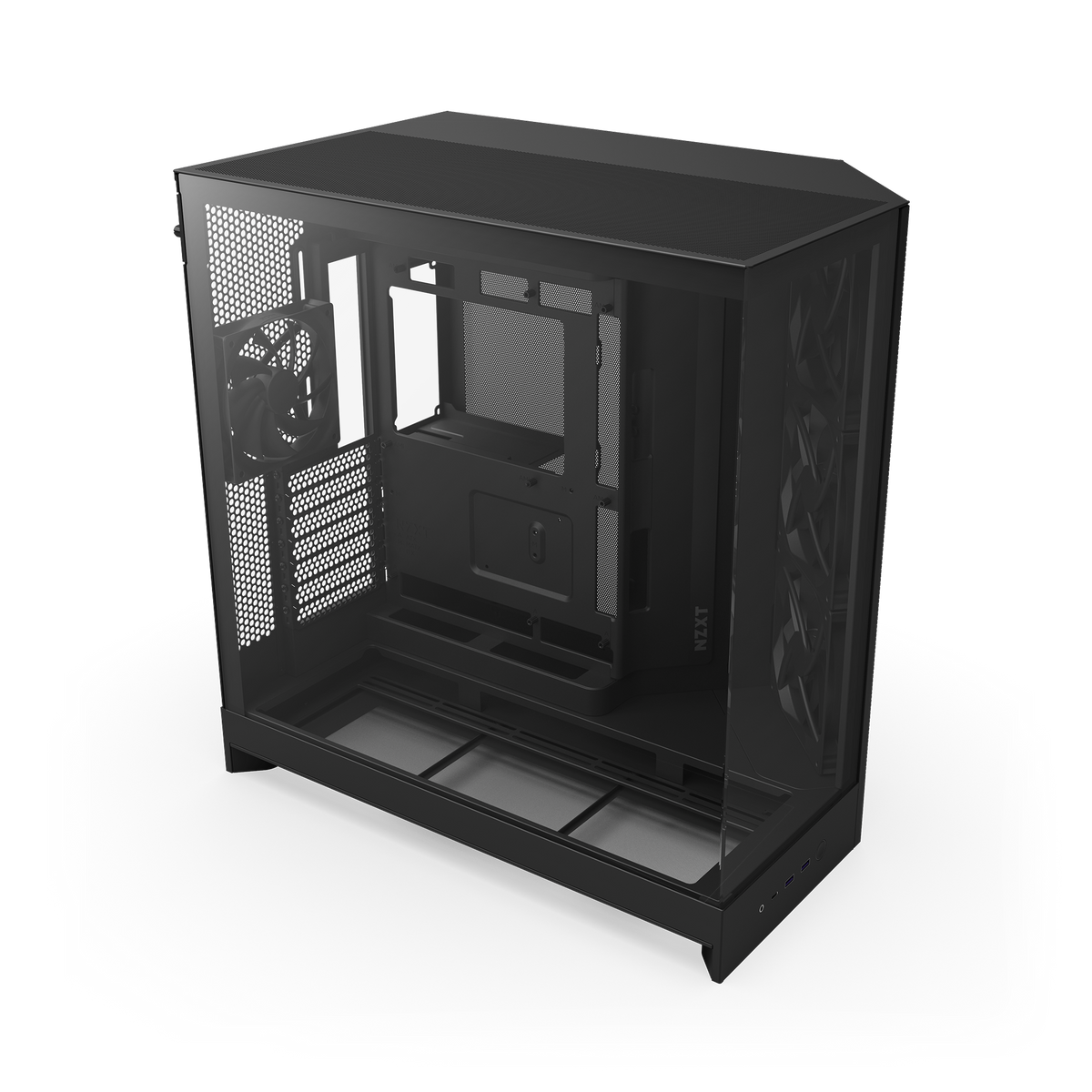NZXT H9 Flow case in black, interior with panels removed