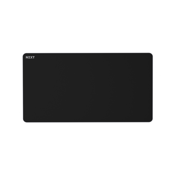 The NZXT Zone Elite XL is a large, rectangular black desk mat with rounded corners and the white NZXT logo at the top left. It features an ultra-smooth surface and is displayed on a white background.
