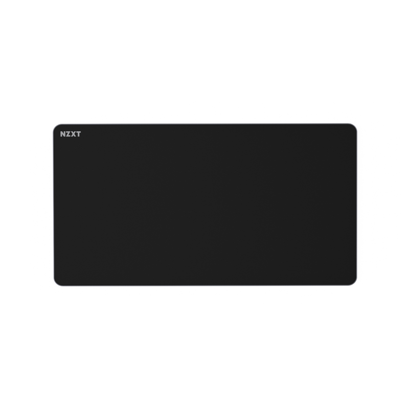 The NZXT Zone Elite XL is a large, rectangular black desk mat with rounded corners and the white NZXT logo at the top left. It features an ultra-smooth surface and is displayed on a white background.